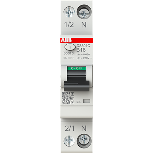 ABB Componenten Aardlekautomaat 1P+N, B Kar. 16 A, 30ma, 6ka, Type F - 9paa00000304253 - 20124805