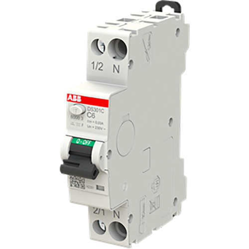 ABB Componenten Aardlekautomaat 1P+N, C Kar. 6 A, 30ma, 6ka, Type F - 9paa00000304305 - 20124799