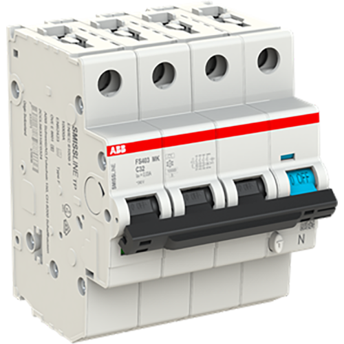 ABB Componenten Aardlekautomaat met overstroombeveiliging C Kar, 32A, 30mA, 10kA 3P+Be - 9paa00000308468 - 20112971
