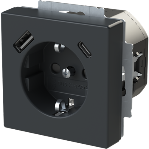 ABB Busch-Jaeger wcd ra kv + 1xUSB-A + 1xUSB-C voeding f-antraciet - 9paa00000317831 - 20089952