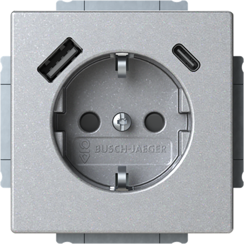 ABB Busch-Jaeger wcd ra kv + 1xUSB-A + 1xUSB-C voeding f-aluzilver - 9paa00000317836 - 20089954