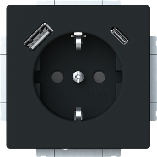 B&J wcd 1v ra inb 1x usb-a 1x usb-c matzwart 20 EUCB2USB-885 - 9paa00000317848 - 11004127