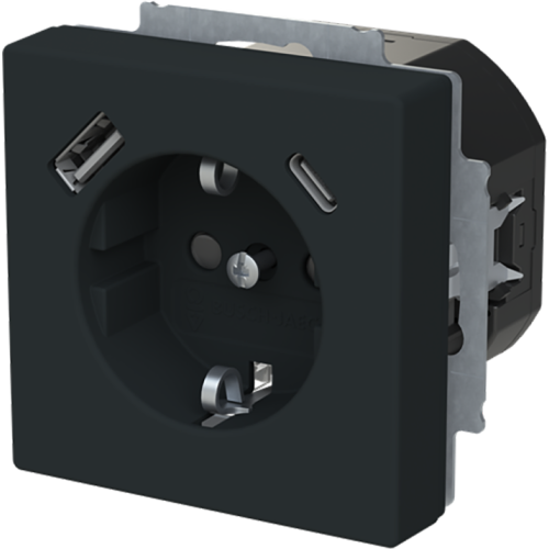 B&J wcd 1v ra inb 1x usb-a 1x usb-c matzwart 20 EUCB2USB-885 - 9paa00000317849 - 11004127