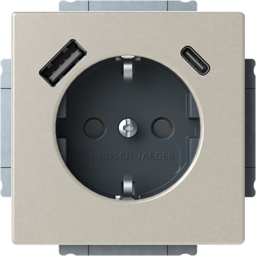 ABB Busch-Jaeger wcd ra kv + 1xUSB-A + 1xUSB-C voeding pure-RVS - 9paa00000317851 - 20089958