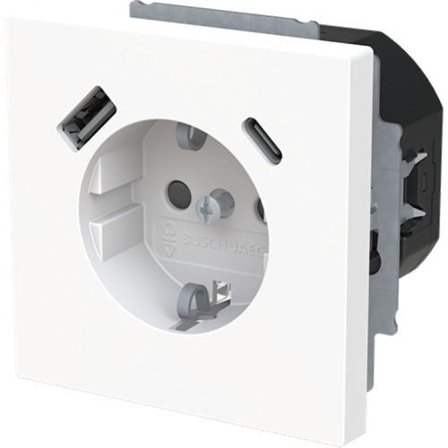 ABB Busch-Jaeger wcd ra kv + 1xUSB-A + 1x USB-C voeding Art Lineair wit - 9paa00000317855 - 20089959