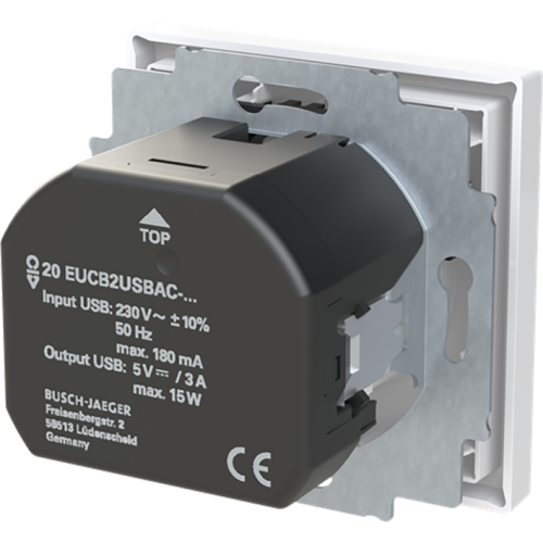 ABB Busch-Jaeger wcd ra kv + 1xUSB-A + 1x USB-C voeding Art Lineair wit - 9paa00000317856 - 20089959