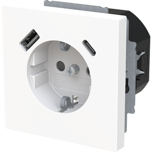 ABB Busch-Jaeger wcd ra kv + 1xUSB-A + 1xUSB-C voeding Art Linear mat wit - 9paa00000317858 - 20089960
