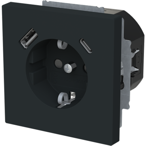 ABB Busch-Jaeger wcd ra kv + 1xUSB-A + 1xUSB-C voeding Art Linear mat zwart - 9paa00000317861 - 20089961