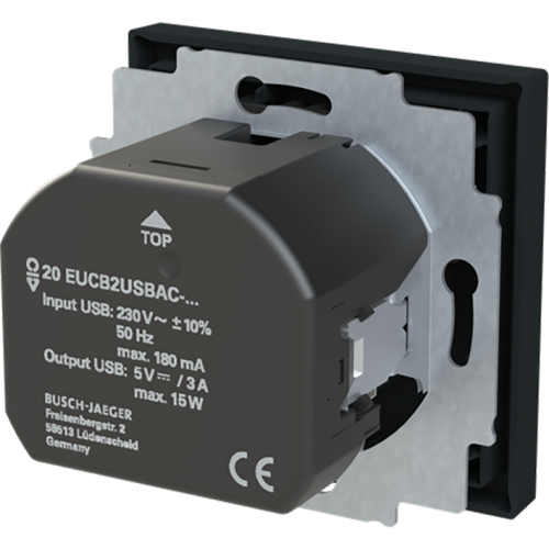 ABB Busch-Jaeger wcd ra kv + 1xUSB-A + 1xUSB-C voeding Art Linear mat zwart - 9paa00000317862 - 20089961