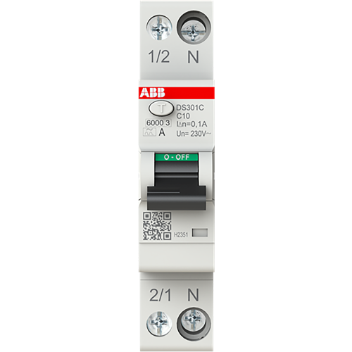 ABB Componenten Aardlekautomaat 1P+N, C Char, 10A, 100ma, 6ka - 9paa00000323597 - 20124647
