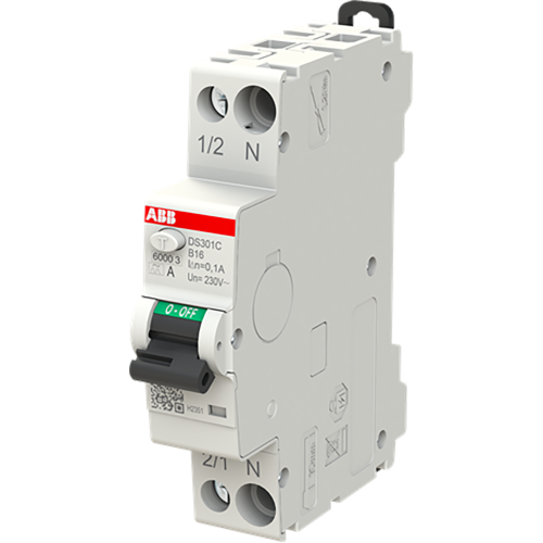 ABB Componenten Aardlekautomaat 1P+N, B Char, 16A, 100ma, 6ka - 9paa00000323607 - 20124650