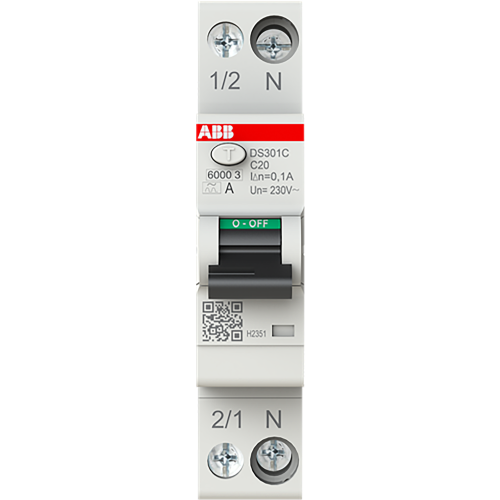 ABB Componenten Aardlekautomaat 1P+N, C Char, 20A,100ma, 6ka - 9paa00000323609 - 20124651