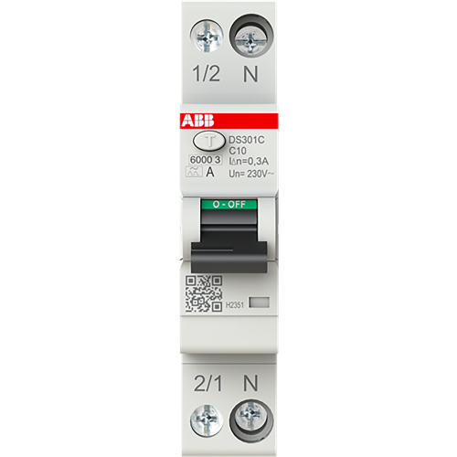 ABB Componenten Aardlekautomaat 1P+N, C Char, 10A, 300ma, 6ka - 9paa00000323612 - 20124653