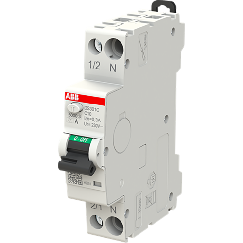 ABB Componenten Aardlekautomaat 1P+N, C Char, 10A, 300ma, 6ka - 9paa00000323613 - 20124653