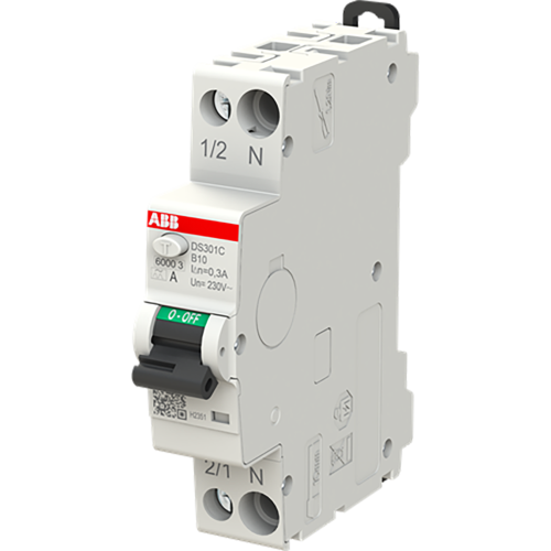 ABB Componenten Aardlekautomaat 1P+N, B Char, 10A, 300ma, 6ka - 9paa00000323616 - 20124654