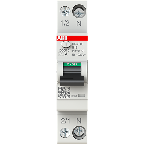 ABB Componenten Aardlekautomaat 1P+N, B Char, 16A, 300ma, 6ka - 9paa00000323621 - 20124656