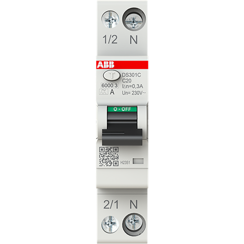 ABB Componenten Aardlekautomaat 1P+N, C Char, 20A, 300ma, 6ka - 9paa00000323624 - 20124657