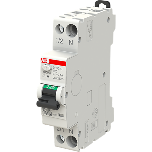 ABB Componenten Aardlekautomaat 1P+N, B Char, 20A, 100ma, 6ka - 9paa00000323664 - 20124652