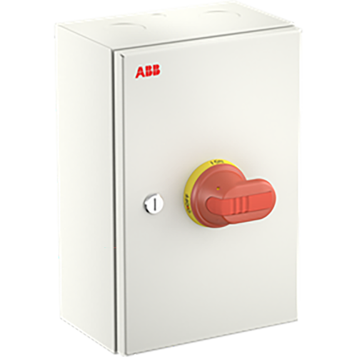 ABB Componenten OTL100GBA4M Onderhoudsschakelaar steel sheet, 100A, 4P, geel/rode hend - 9paa00000324123 - 20211655