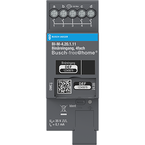 ABB Busch-Jaeger Busch-free@home&reg; Binaire ingang, 4-voudig voor potentiaalvrije contact - 9paa00000329358 - 20087936