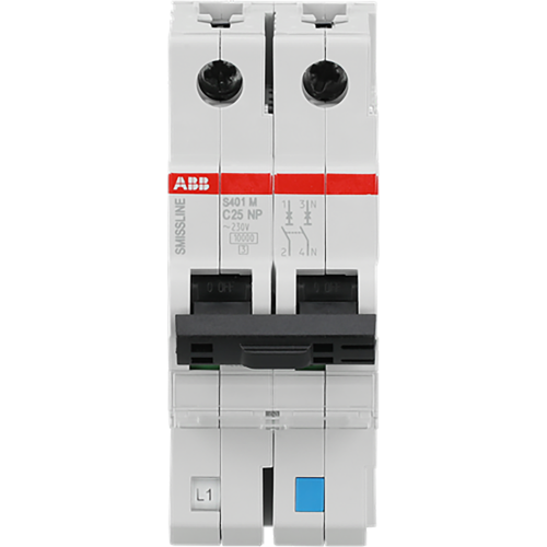 ABB Componenten Installatieautomaat 1 polig + NP, C kar.,25A, 10kA - 9paa00000340383 - 20113147