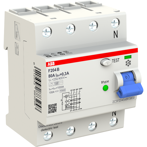 ABB Componenten RCCB F200-4P-300 mA-80 A-Type B  F204 B-80/0.3 - 9paa00000357040 - 20196905