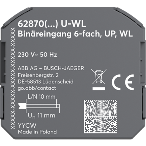 ABB Busch-Jaeger Binaire ingang free@home wireless 6 voudig potentiaal vrij,inbouw,wire - 9paa00000360406 - 20090889
