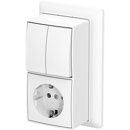 ABB Busch-Jaeger combinatie ra kv serie + plaat opb b-AP+ alpine wit - 9paa00000370731 - 20196852