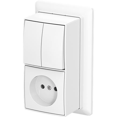 ABB Busch-Jaeger combinatie kv serie + plaat opb b-AP+ alpine wit - 9paa00000370735 - 20196856