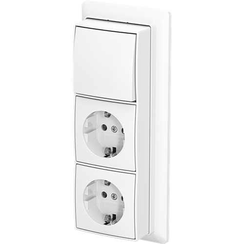 ABB Busch-Jaeger combinatie ra kv 3v wis + plaat opb b-AP+ alpine wit - 9paa00000370739 - 20196860