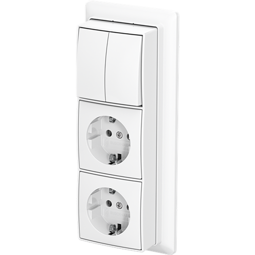 ABB Busch-Jaeger combinatie ra kv 3v serie + plaat opb b-AP+ alpine wit - 9paa00000370741 - 20196862