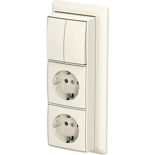 ABB Busch-Jaeger combinatie ra kv 3v serie + plaat opb b-AP+ wit - 9paa00000370742 - 20196863