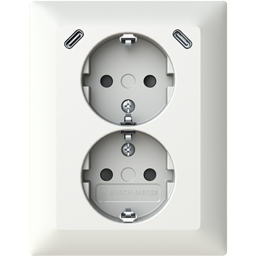 ABB Busch-Jaeger wcd ra dubbel kv + USB-C/C inbouw Balance alpinwit - 9paa00000374227 - 20196827