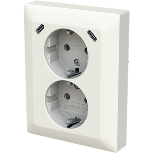 ABB Busch-Jaeger wcd ra dubbel kv + USB-C/C inbouw Balance alpinwit - 9paa00000374228 - 20196827