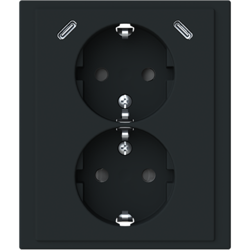 ABB Busch-Jaeger wcd ra dubbel kv + USB-C/C inbouw Future mat zwart - 9paa00000374236 - 20196830