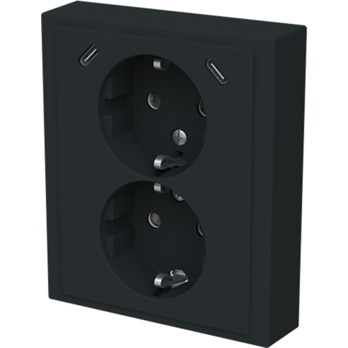 ABB Busch-Jaeger wcd ra dubbel kv + USB-C/C inbouw Future mat zwart - 9paa00000374237 - 20196830