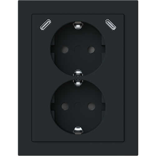 ABB Busch-Jaeger wcd ra dubbel kv + USB-C/C hoekmontage Future mat zwart - 9paa00000374245 - 20196833
