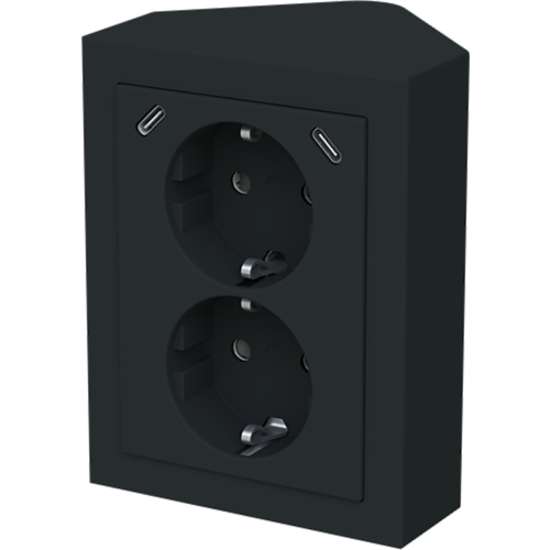 ABB Busch-Jaeger wcd ra dubbel kv + USB-C/C hoekmontage Future mat zwart - 9paa00000374246 - 20196833