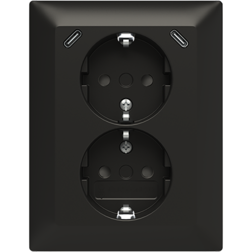 ABB Busch-Jaeger wcd ra dubbel kv + USB-C/C inbouw Balance mat zwart - 9paa00000374278 - 20196834