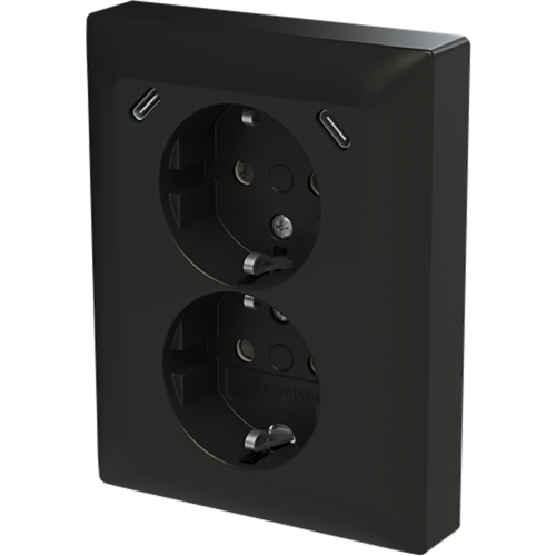 ABB Busch-Jaeger wcd ra dubbel kv + USB-C/C inbouw Balance mat zwart - 9paa00000374279 - 20196834