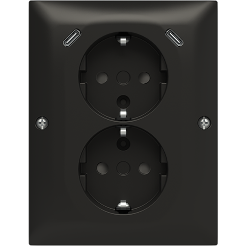 ABB Busch-Jaeger wcd ra dubbel kv + USB-C/C hoekmontage Balance mat zwart - 9paa00000374281 - 20196835