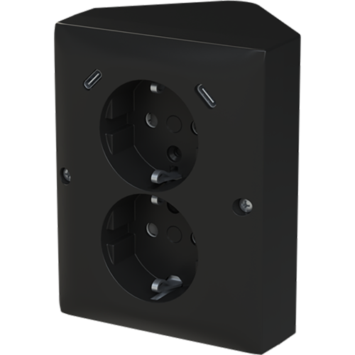 ABB Busch-Jaeger wcd ra dubbel kv + USB-C/C hoekmontage Balance mat zwart - 9paa00000374282 - 20196835