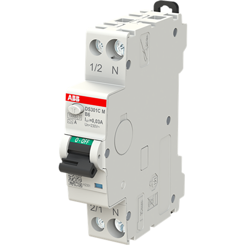 ABB Componenten DS301CM B6 A30 Compact DS301CM 1P+N 6A B 30mA A 6kA - 9paa00000374285 - 20202506