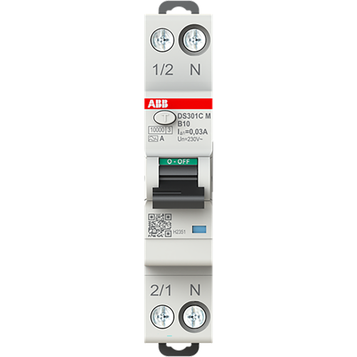 ABB Componenten DS301CM B10 A30 Compact DS301CM 1P+N 10A B 30mA A 6kA - 9paa00000374290 - 20202508