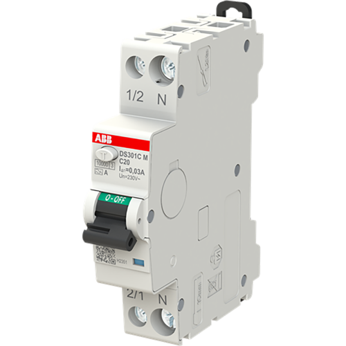 ABB Componenten DS301CM C20 A30 Compact DS301CM 1P+N 20A C 30mA A 6kA - 9paa00000374306 - 20202513