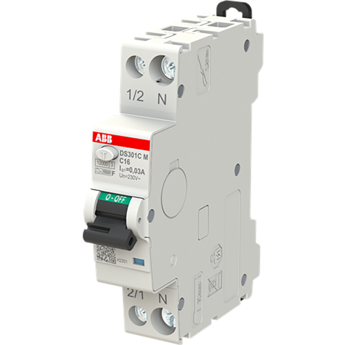 ABB Componenten DS301CM C16 F30 Compact DS301CM 1P+N 16A C 30mA F 6kA - 9paa00000374327 - 20202521