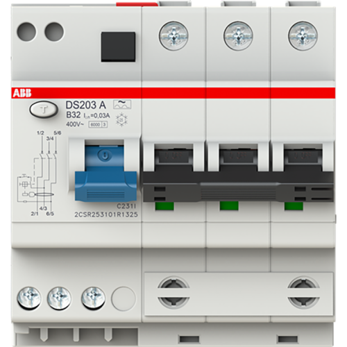 ABB Componenten Differentieelautomaat DS202 3P B32 30mA 6kA Type A - 9paa00000388646 - 20196908