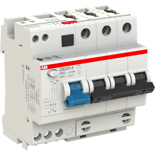 ABB Componenten Differentieelautomaat DS202 3P B32 30mA 6kA Type A - 9paa00000388648 - 20196908