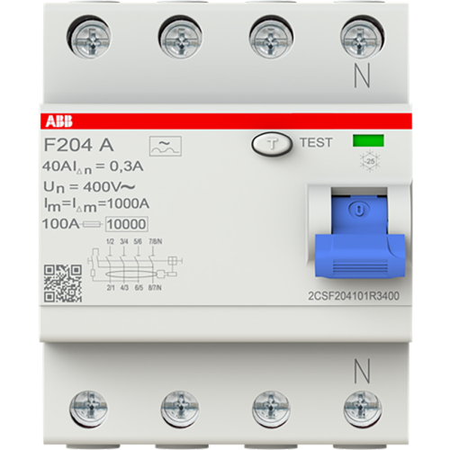 ABB aardlekschakelaar 40a 4p F204 A-40/0.3 - 9paa00000397369 - 6510145
