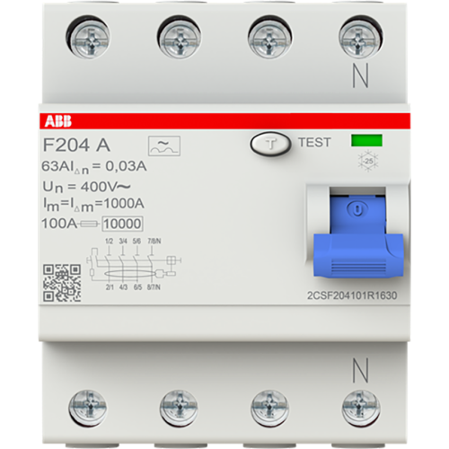 ABB aardlekschakelaar 63a 4p 30ma F204 A-63/0.03 - 9paa00000397681 - 6800127